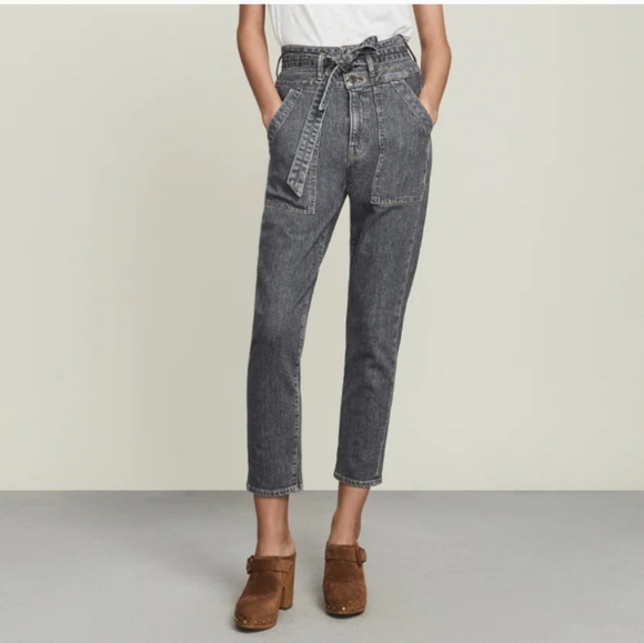 Veronica Beard Logan Slim Straight Belted High Rise Jeans - Picture 3 of 12